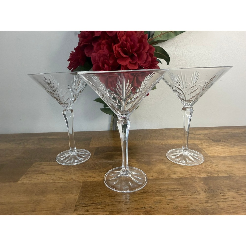 Vintage Fifth Avenue Crystal Martini Glasses Cut Crystal Style Long Stem Barware